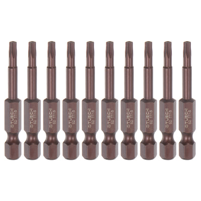 Harfington 10pcs T15 Magnetic Security Torx Screwdriver Bit 1/4" Hex Shank 2" Length, Red