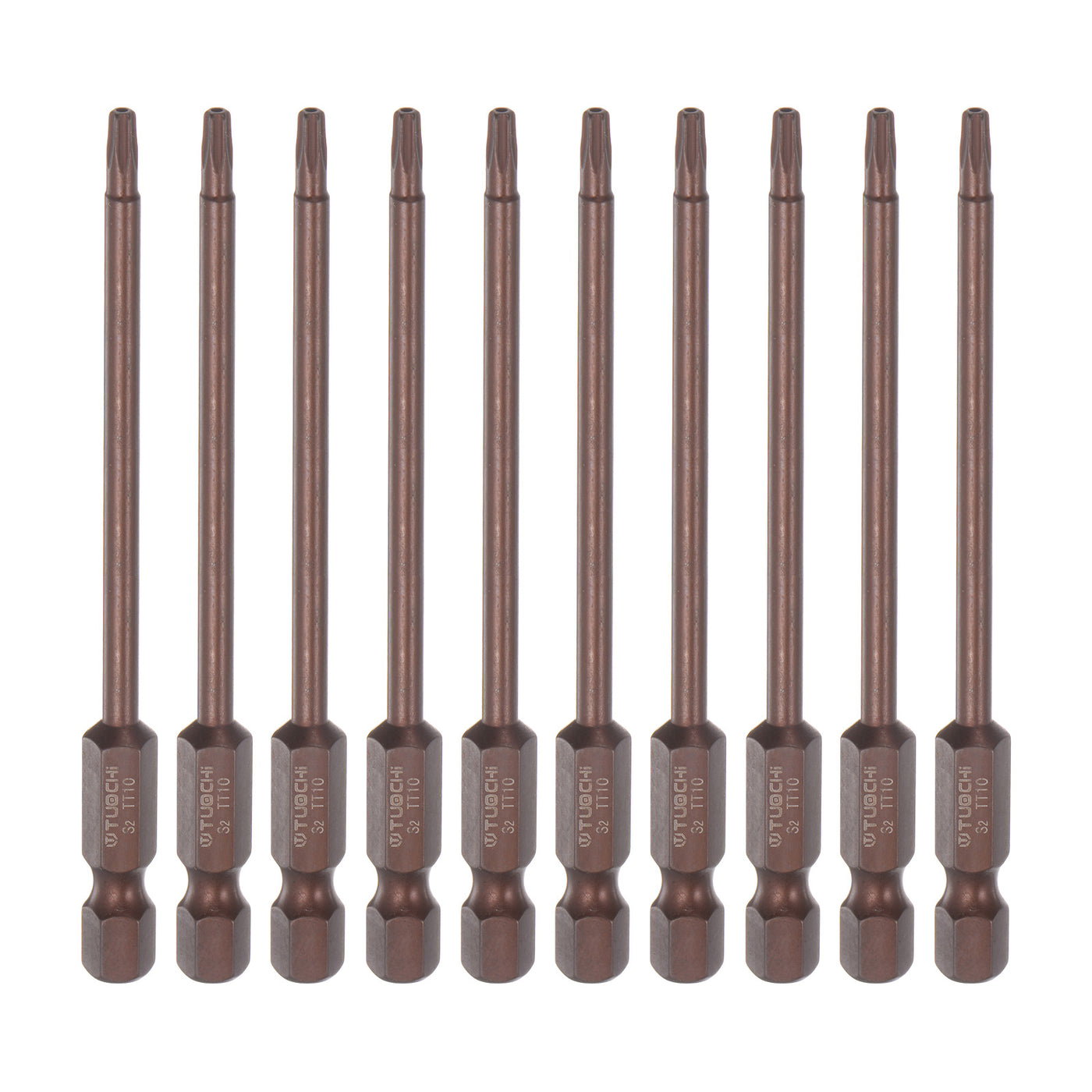 Harfington 10Stk. T10 Torx Bit 1/4" Sechskantschaft magnetisch Sternkopf für elektrische Schraubendreher 4" Länge rot