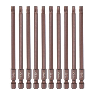 Harfington 10Stk. T25 Torx Schraubendreher Stern Bit Sicherheit magnetische Bits 1/4" Sechskantschaft 4" Länge rot