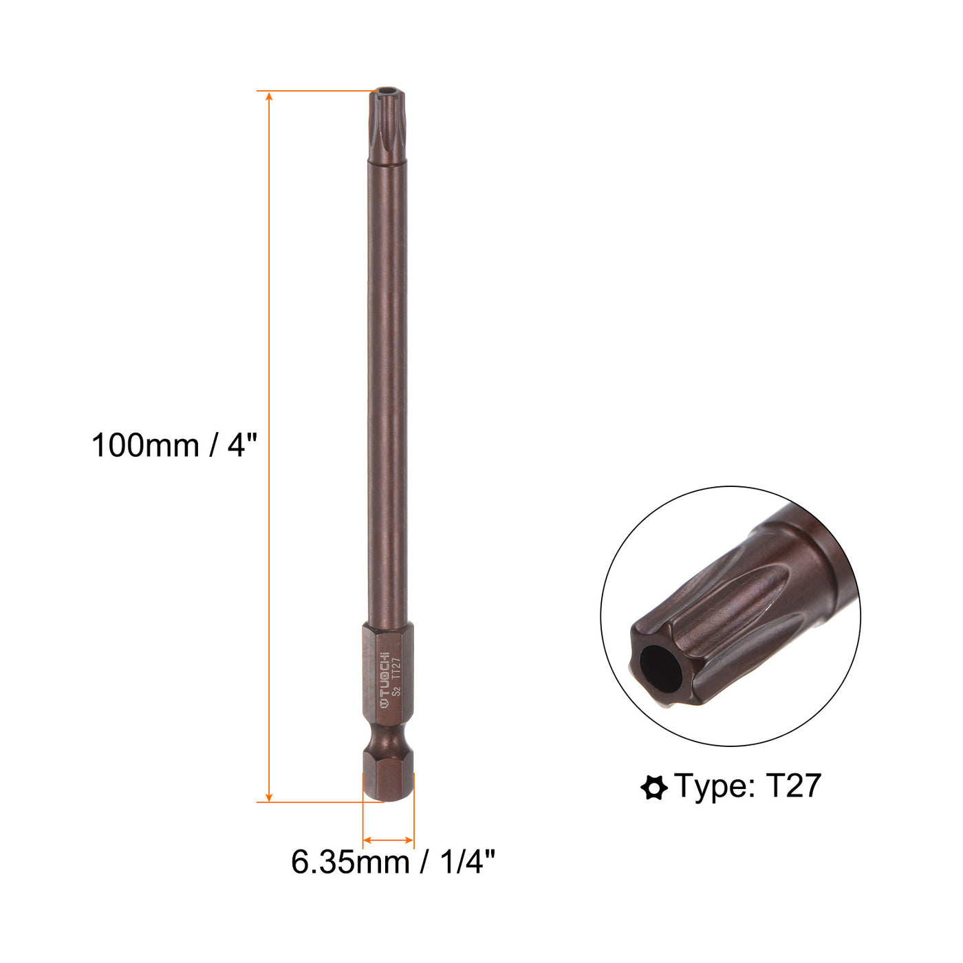 Harfington 10Stück T27 Torx Bit 1/4" Sechskantschaft 4" Länge Magnetische Sicherheit Stern Schraubendreher Elektrowerkzeug, Rot