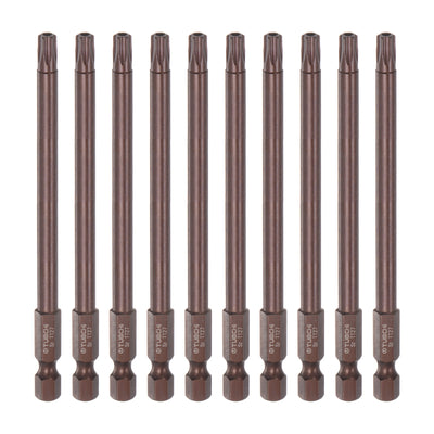 Harfington 10Stück T27 Torx Bit 1/4" Sechskantschaft 4" Länge Magnetische Sicherheit Stern Schraubendreher Elektrowerkzeug, Rot