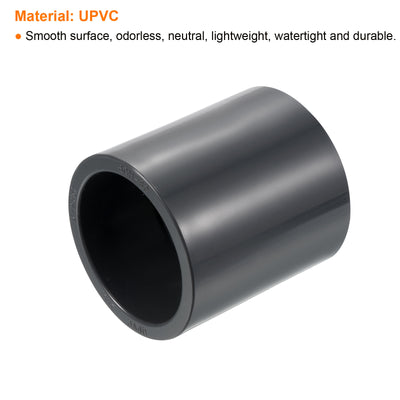 Harfington UPVC Leitung Fitting 2-1/2" Steckdose Zeitplan 80 2Pack Gerade Kupplung Adapter Anschluss Grau