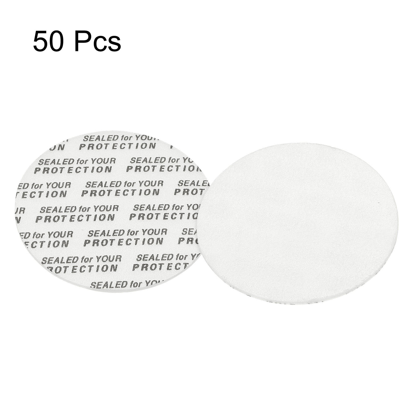 Harfington 43mm/1.69" Foam Lid Liner, 50 Pack PS Foam Resistant Tamper Pressure Sensitive Seal for Bottle Cap Liners Seals