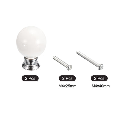 Harfington Uxcell 37x27mm Ceramic Drawer Knobs, 2pcs with Mounting Screws for Home White