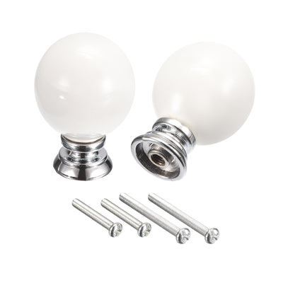 Harfington Uxcell 37x27mm Ceramic Drawer Knobs, 2pcs with Mounting Screws for Home White