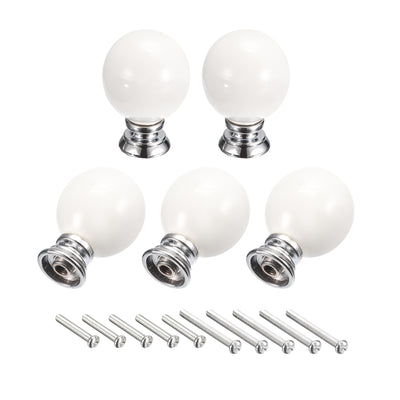 Harfington Uxcell 37x27mm Ceramic Drawer Knobs, 5pcs with Mounting Screws for Home White