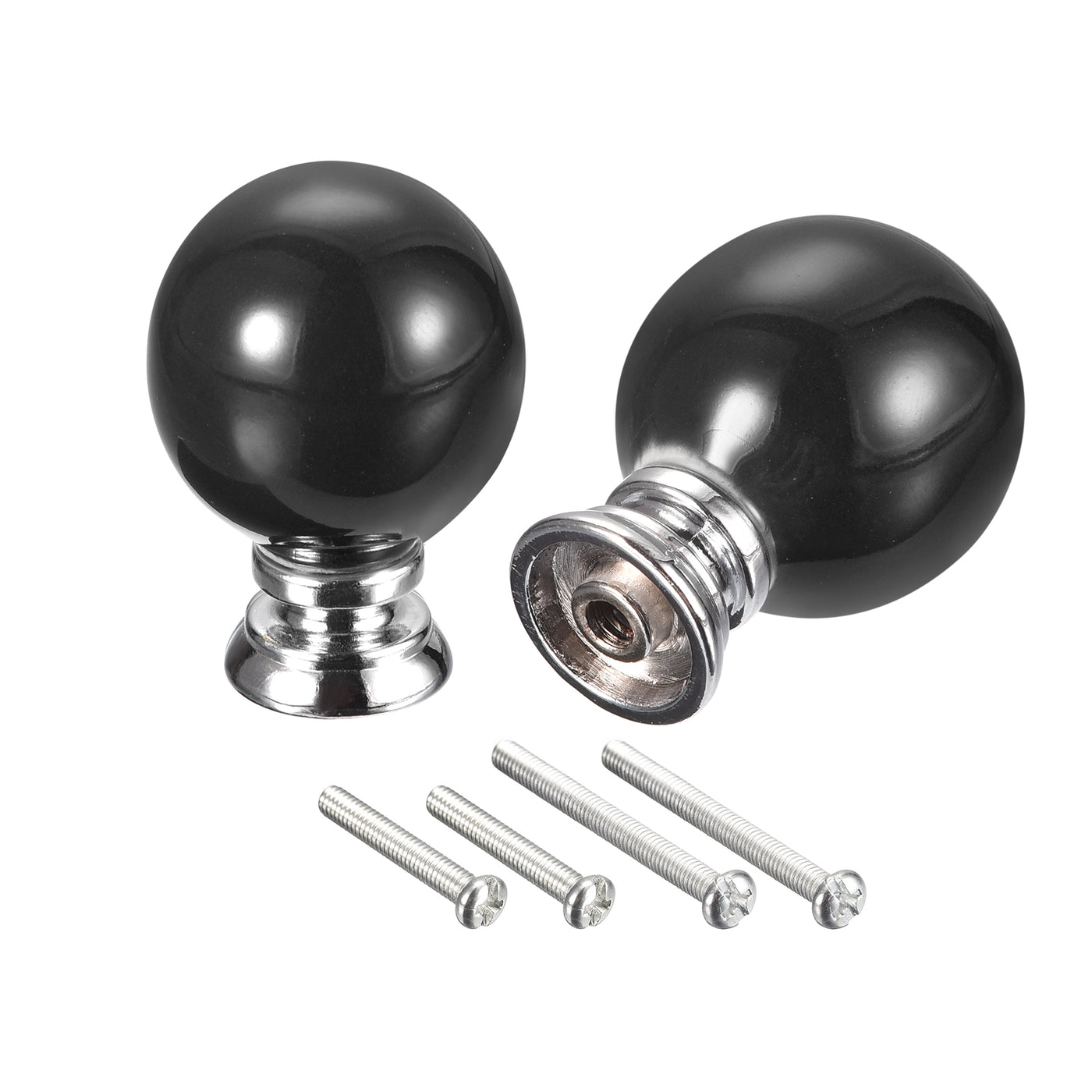 uxcell Uxcell 37x27mm Ceramic Drawer Knobs, 2pcs with Mounting Screws for Home Black