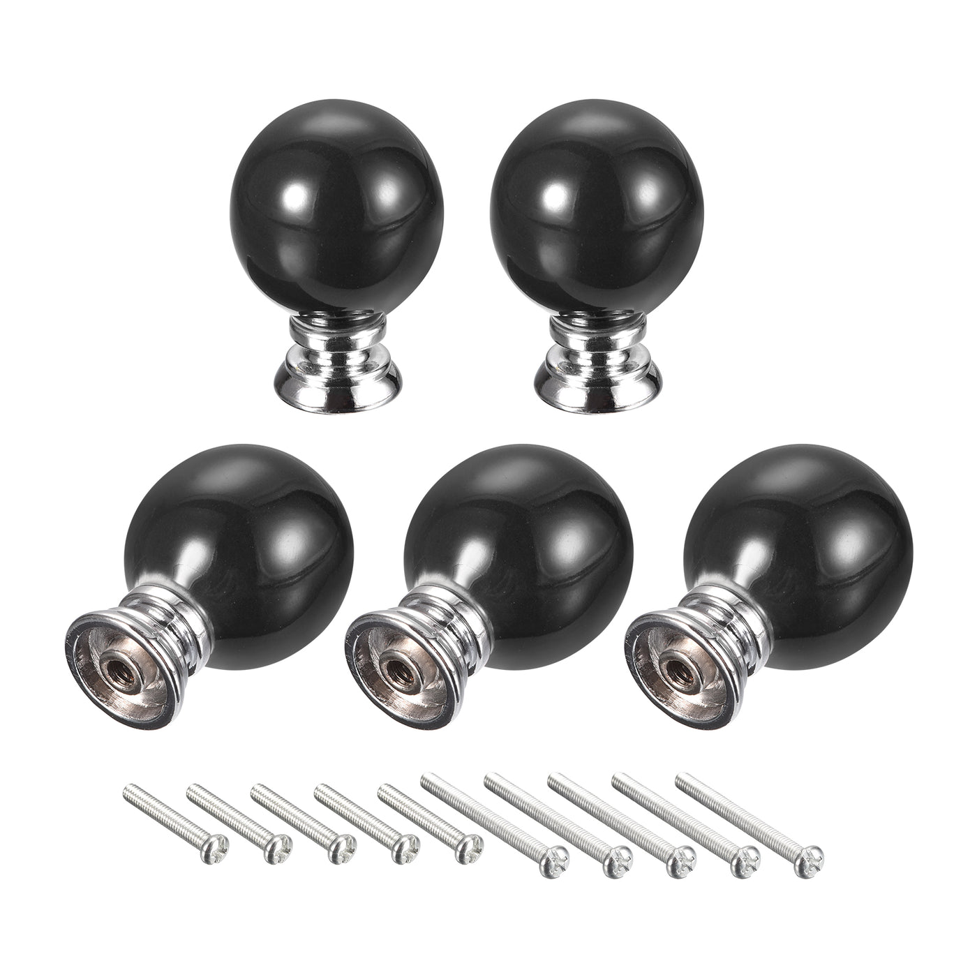 uxcell Uxcell 37x27mm Ceramic Drawer Knobs, 5pcs with Mounting Screws for Home Black