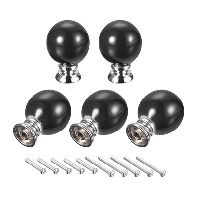 Harfington Uxcell 37x27mm Ceramic Drawer Knobs, 5pcs with Mounting Screws for Home Black