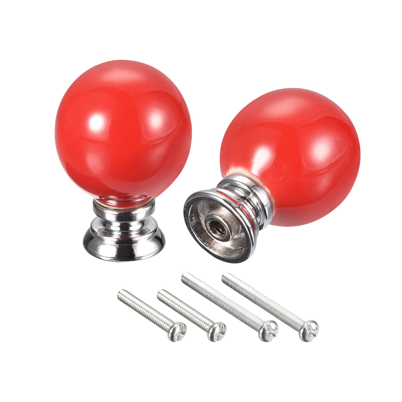 uxcell Uxcell 37x27mm Ceramic Drawer Knobs, 2pcs with Mounting Screws for Home Red