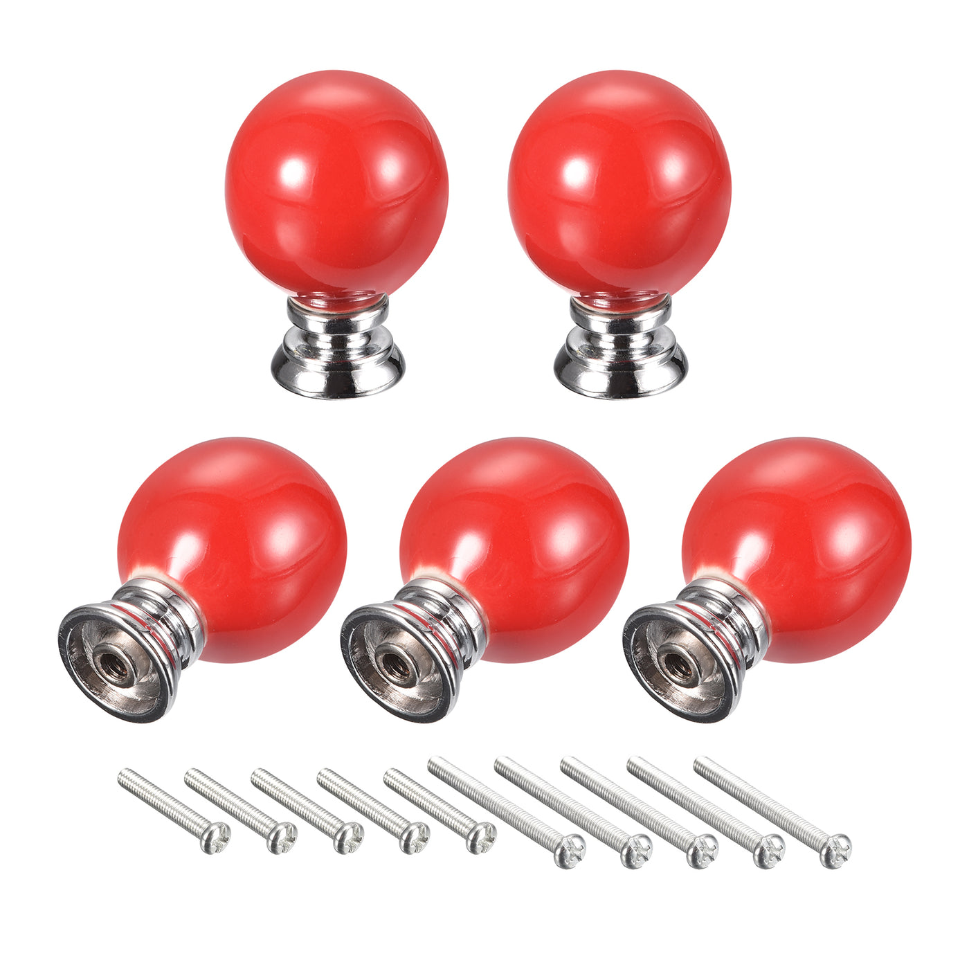 uxcell Uxcell 37x27mm Ceramic Drawer Knobs, 5pcs with Mounting Screws for Home Red