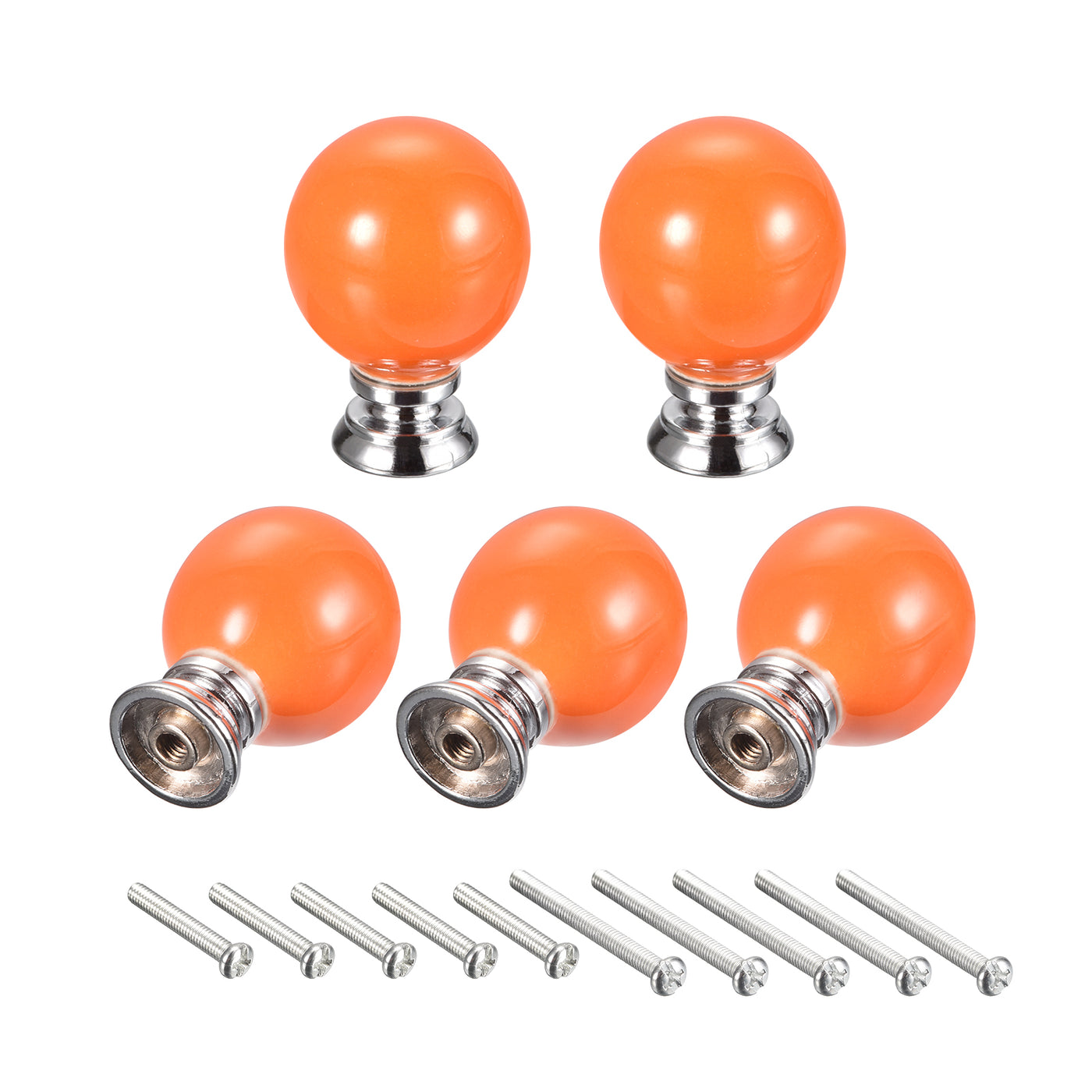 uxcell Uxcell 37x27mm Ceramic Drawer Knobs, 5pcs with Mounting Screws for Home Orange