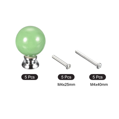 Harfington Uxcell 37x27mm Ceramic Drawer Knobs, 5pcs with Mounting Screws for Home Green