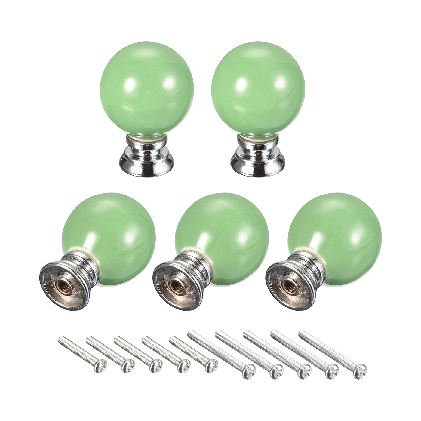 uxcell Uxcell 37x27mm Ceramic Drawer Knobs, 5pcs with Mounting Screws for Home Green