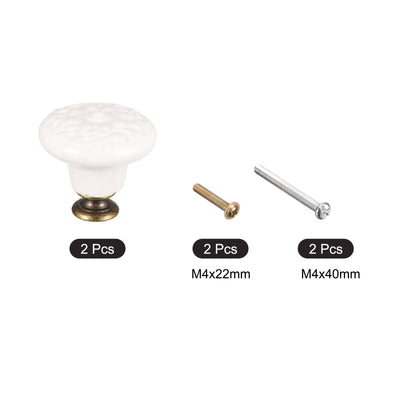 Harfington Uxcell 32x34mm Ceramic Drawer Knobs, 2pcs with Mounting Screws for Home White