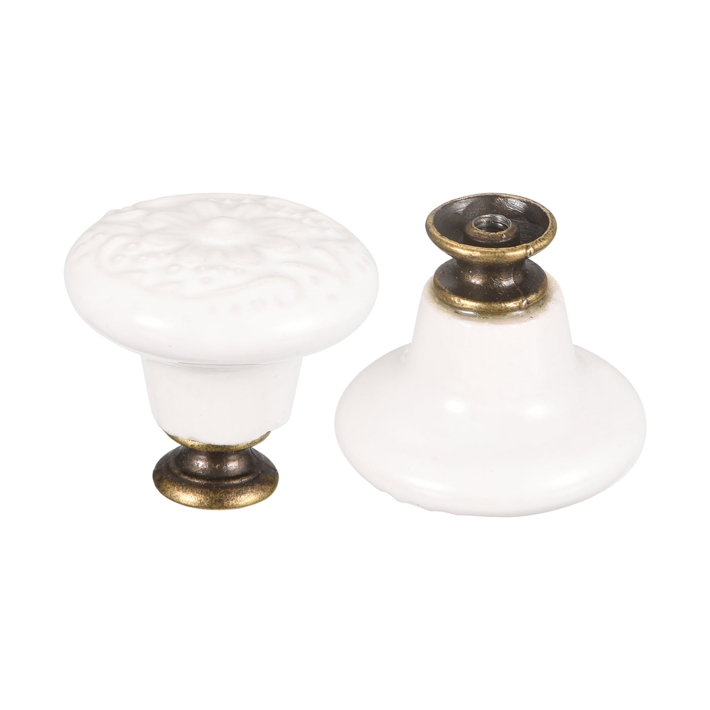 uxcell Uxcell 32x34mm Ceramic Drawer Knobs, 2pcs with Mounting Screws for Home White