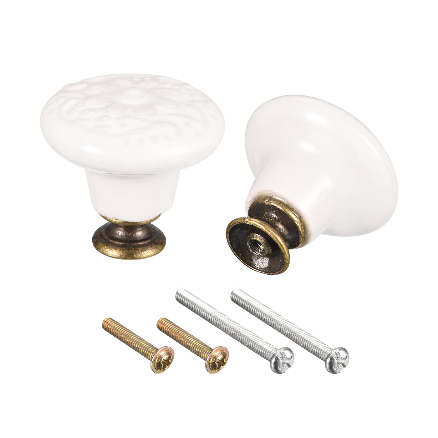 uxcell Uxcell 32x34mm Ceramic Drawer Knobs, 2pcs with Mounting Screws for Home White