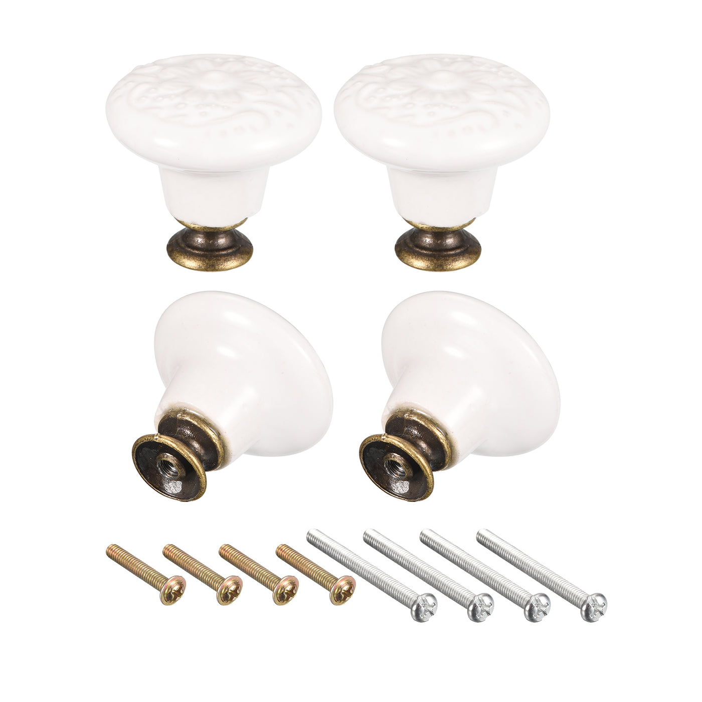 uxcell Uxcell 32x34mm Ceramic Drawer Knobs, 4pcs with Mounting Screws for Home White