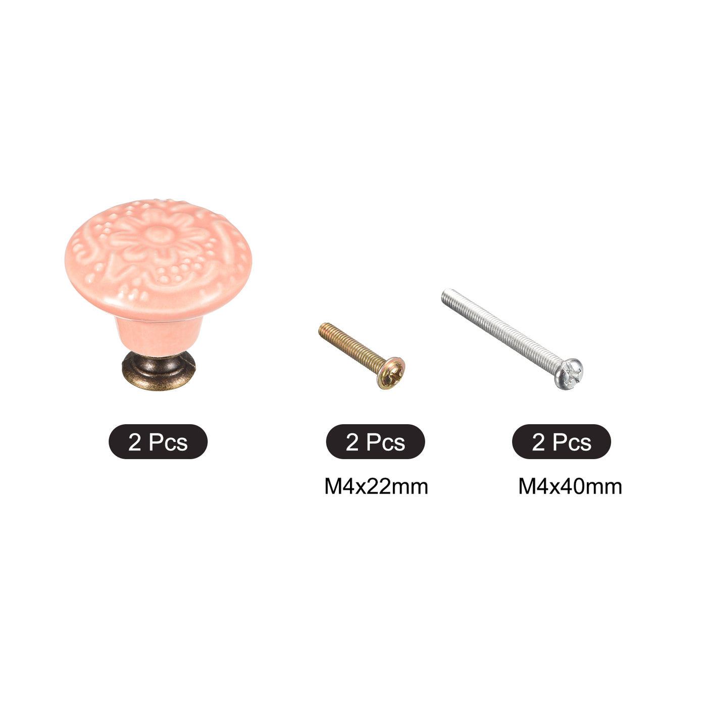 uxcell Uxcell 32x34mm Ceramic Drawer Knobs, 2pcs with Mounting Screws for Home Pink