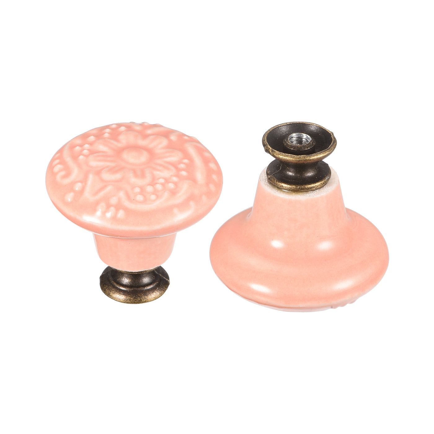 uxcell Uxcell 32x34mm Ceramic Drawer Knobs, 2pcs with Mounting Screws for Home Pink