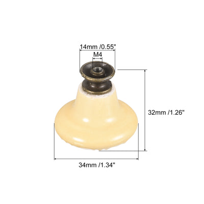 Harfington Uxcell 32x34mm Ceramic Drawer Knobs, 2pcs with Mounting Screws for Home Yellow