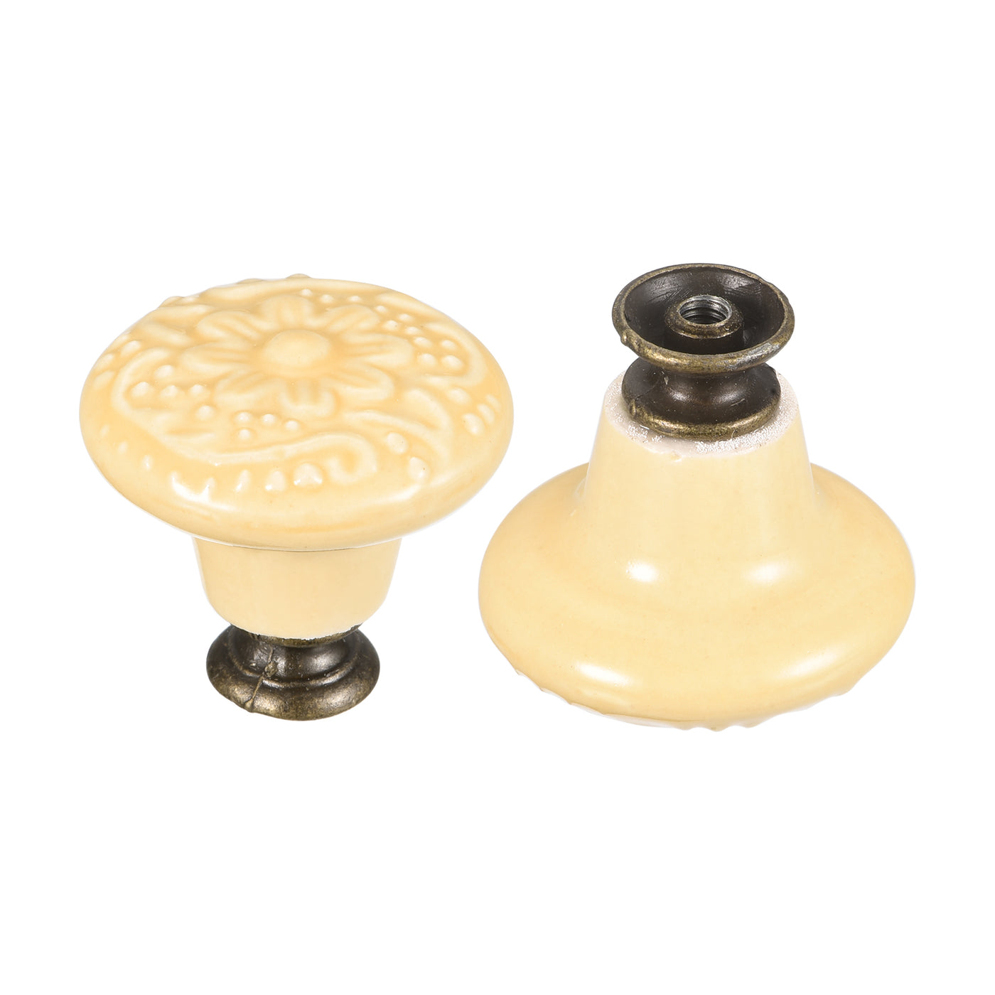 uxcell Uxcell 32x34mm Ceramic Drawer Knobs, 2pcs with Mounting Screws for Home Yellow