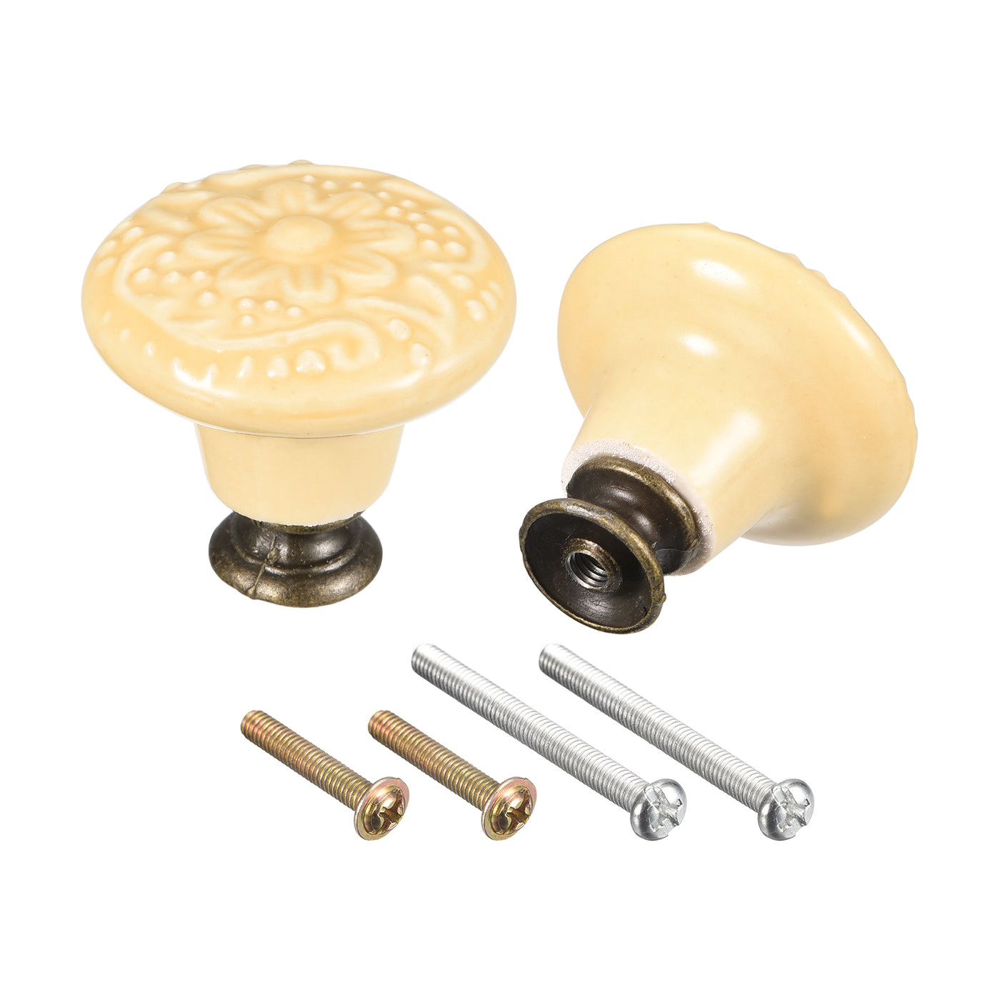 uxcell Uxcell 32x34mm Ceramic Drawer Knobs, 2pcs with Mounting Screws for Home Yellow