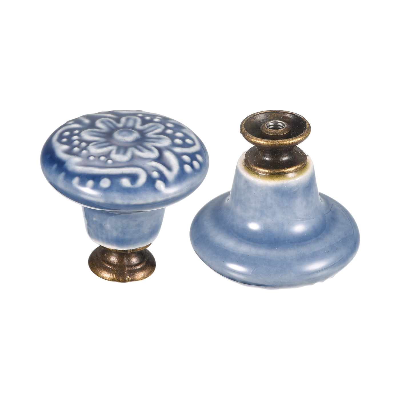 uxcell Uxcell 32x34mm Ceramic Drawer Knobs, 2pcs with Mounting Screws for Home Blue