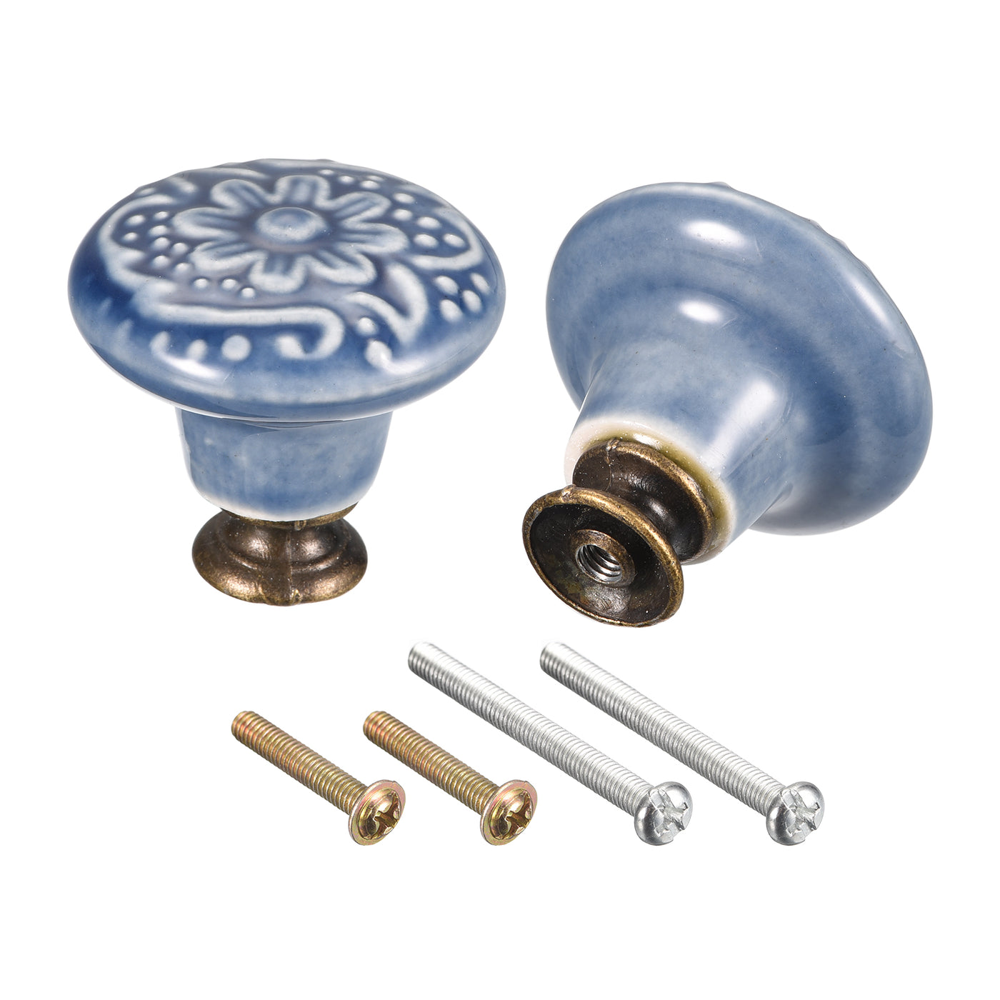 uxcell Uxcell 32x34mm Ceramic Drawer Knobs, 2pcs with Mounting Screws for Home Blue