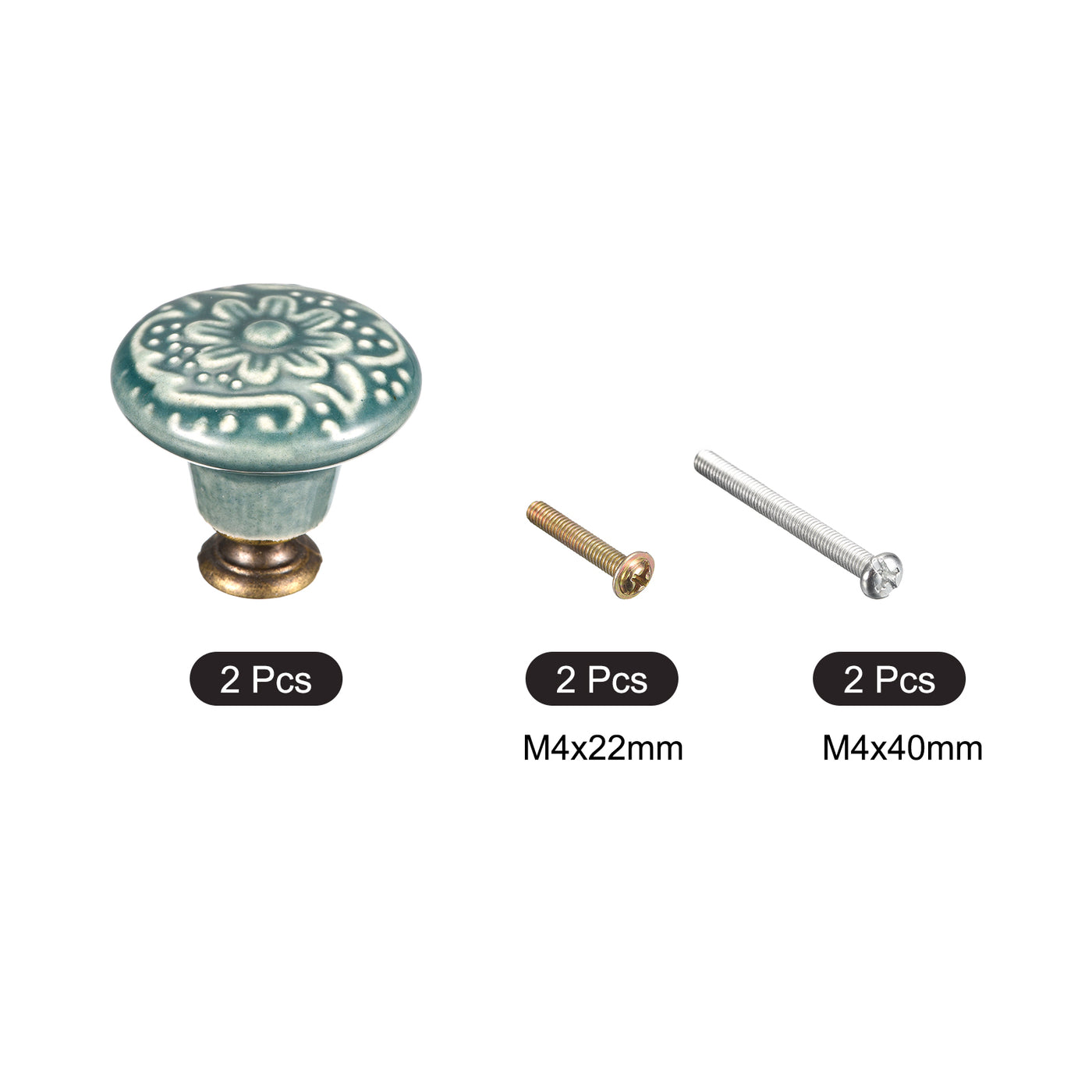 uxcell Uxcell 32x34mm Ceramic Drawer Knobs, 2pcs with Mounting Screws for Home Green