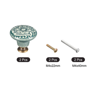 Harfington Uxcell 32x34mm Ceramic Drawer Knobs, 2pcs with Mounting Screws for Home Green