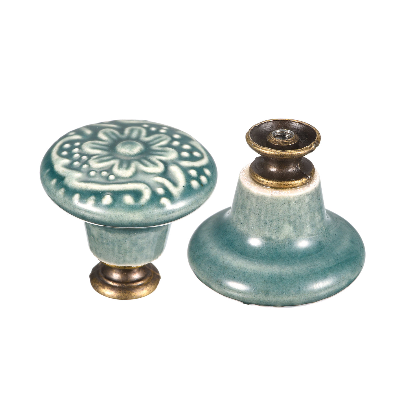 uxcell Uxcell 32x34mm Ceramic Drawer Knobs, 2pcs with Mounting Screws for Home Green