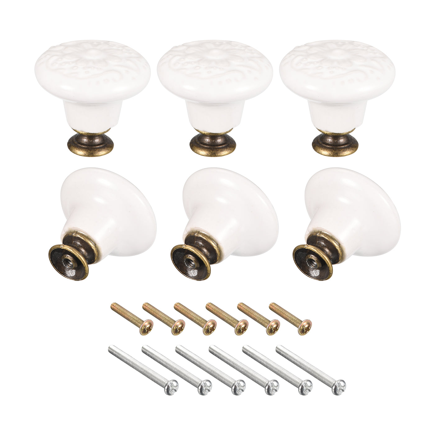 uxcell Uxcell 32x34mm Ceramic Drawer Knobs, 6pcs with Mounting Screws for Home, White