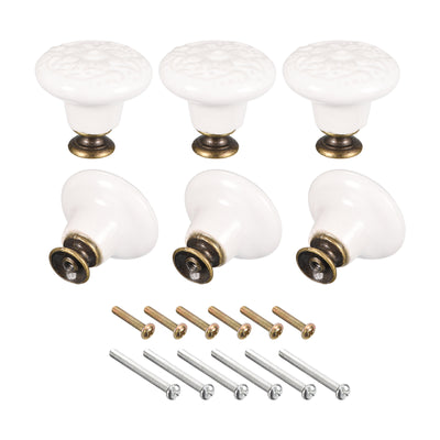 Harfington Uxcell 32x34mm Ceramic Drawer Knobs, 6pcs with Mounting Screws for Home, White