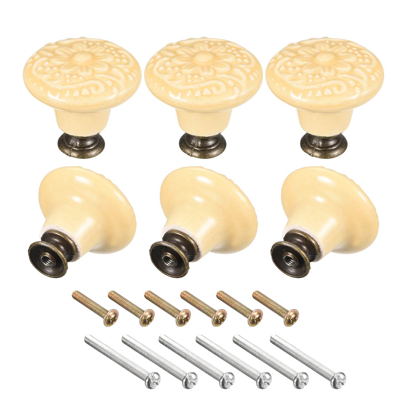 uxcell Uxcell 32x34mm Ceramic Drawer Knobs, 6pcs with Mounting Screws for Home, Yellow