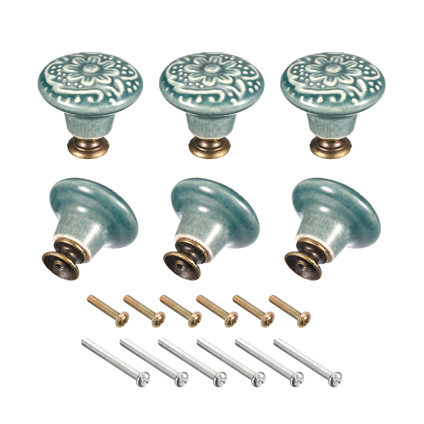 uxcell Uxcell 32x34mm Ceramic Drawer Knobs, 6pcs with Mounting Screws for Home, Green