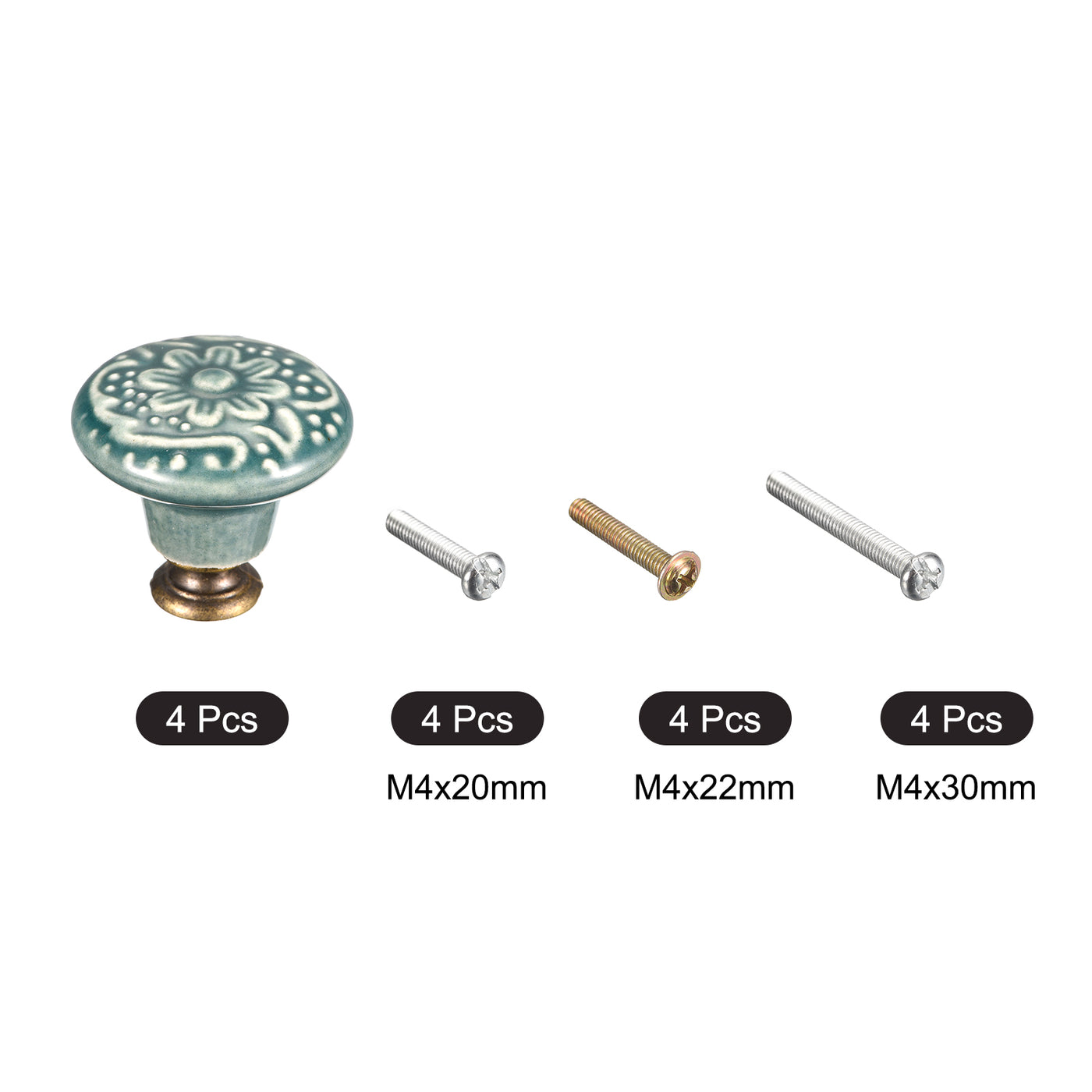 uxcell Uxcell 32x34mm Ceramic Drawer Knobs, 4pcs with Mounting Screws for Home, Green