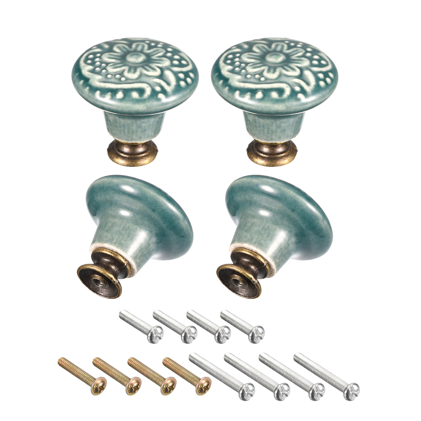 uxcell Uxcell 32x34mm Ceramic Drawer Knobs, 4pcs with Mounting Screws for Home, Green