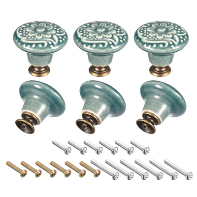 Harfington Uxcell 32x34mm Ceramic Drawer Knobs, 6pcs with M4 Mounting Screws for Home, Green