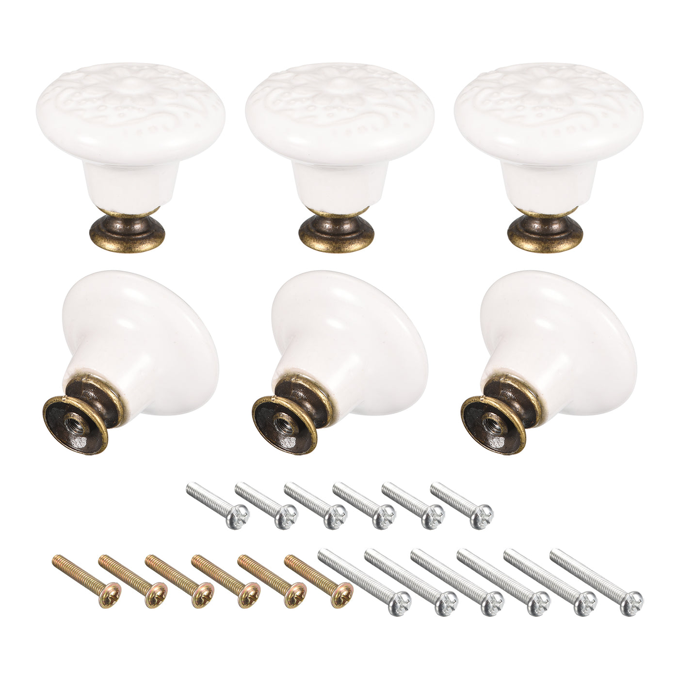 uxcell Uxcell 32x34mm Ceramic Drawer Knobs, 6pcs with M4 Mounting Screws for Home, White