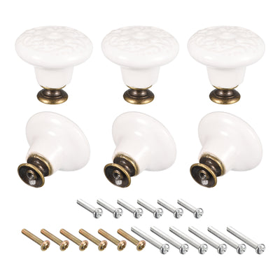 Harfington Uxcell 32x34mm Ceramic Drawer Knobs, 6pcs with M4 Mounting Screws for Home, White