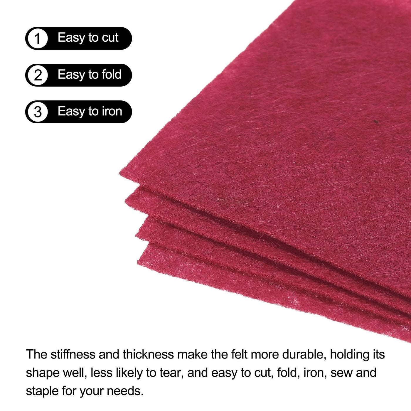 Harfington Soft Felt Sheets Fabric Craft Sheets Dark Red 6 x 4 Inch 18 Pcs