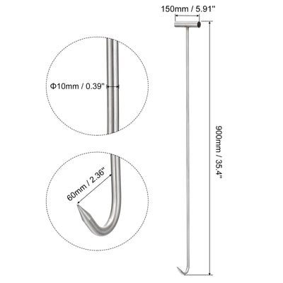 Harfington Uxcell 35.4" T-Handgriff Fleisch Entbeinen Haken Edelstahl Fleischhaken für Küche Metzgerei Restaurant Grillen Geschäfte Werkzeuge