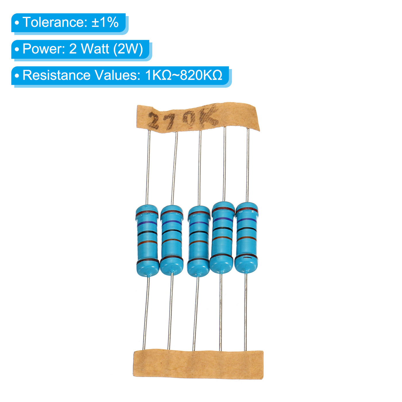 Harfington 150Stk Metall Folie Widerstand Sortiment Kit 1K Ohm - 820K Ohm 30 Werte 2W 1% Toleranz für DIY Projekte Experimente