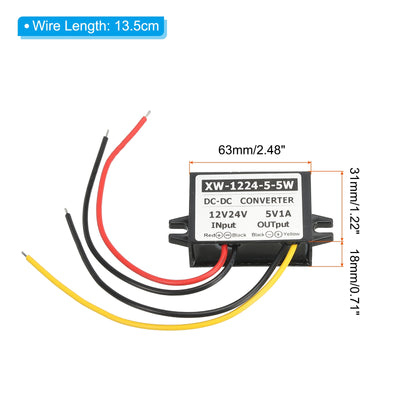 Harfington DC 12V 24V bis DC 5V 1A 5W Leistung Wandler Regler Plastik Schale für LED Solaranlage