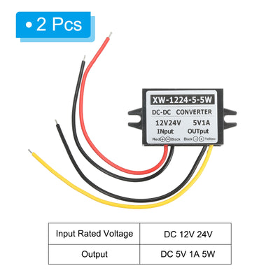 Harfington DC 12V 24V bis DC 5V 1A 5W Leistung Wandler Regler Plastik Schale für LED Solaranlage Pack von 2