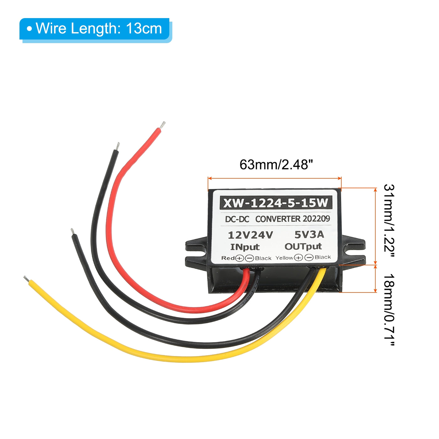 Harfington DC 12V 24V bis DC 5V 3A 15W Leistung Wandler Regler Plastik Schale für LED Solaranlage