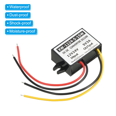 Harfington DC 12V 24V bis DC 5V 3A 15W Leistung Wandler Regler Plastik Schale für LED Solaranlage