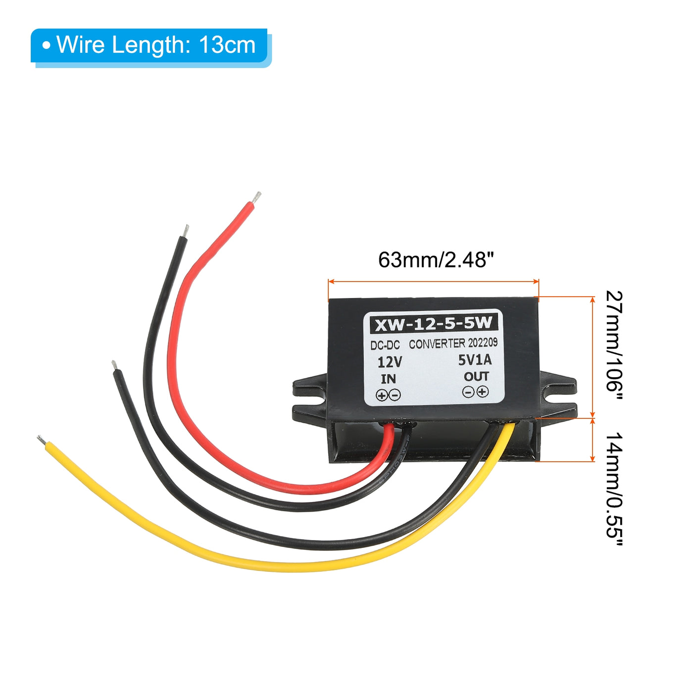 Harfington DC 12V bis DC 5V 1A 5W Leistung Wandler Regler Plastik Schale für LED Solaranlage