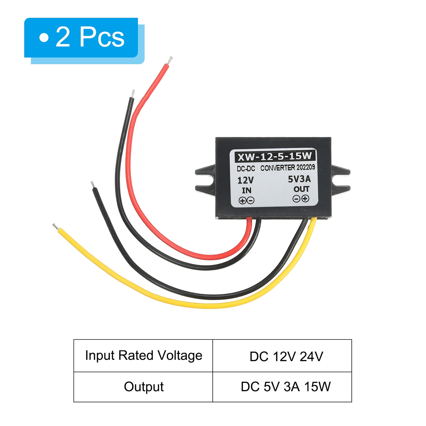 Harfington DC 12V bis DC 5V 3A 15W Leistung Wandler Regler Plastik Schale für LED Solaranlage Pack von 2